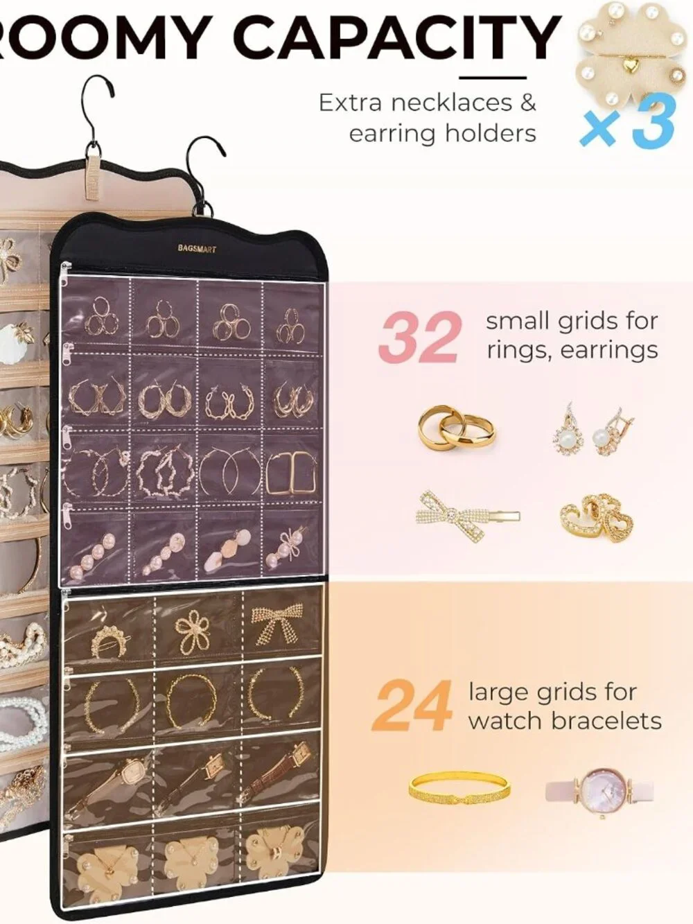 BAGSMART Hanging Jewelry Organizer-NWT
